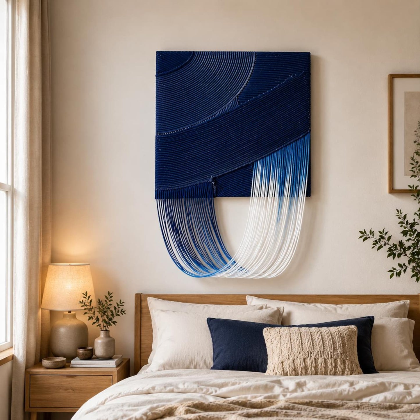 Carved Plaster Panel & Cotton Rope Wall Art
