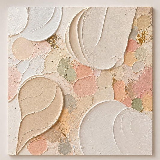 3D Carved Relief Wall Panel – Pastel & Gold Accent