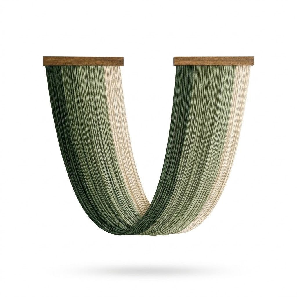 Yarn Wall Hanging – Sage Green & Cream – Dual Wood Rod