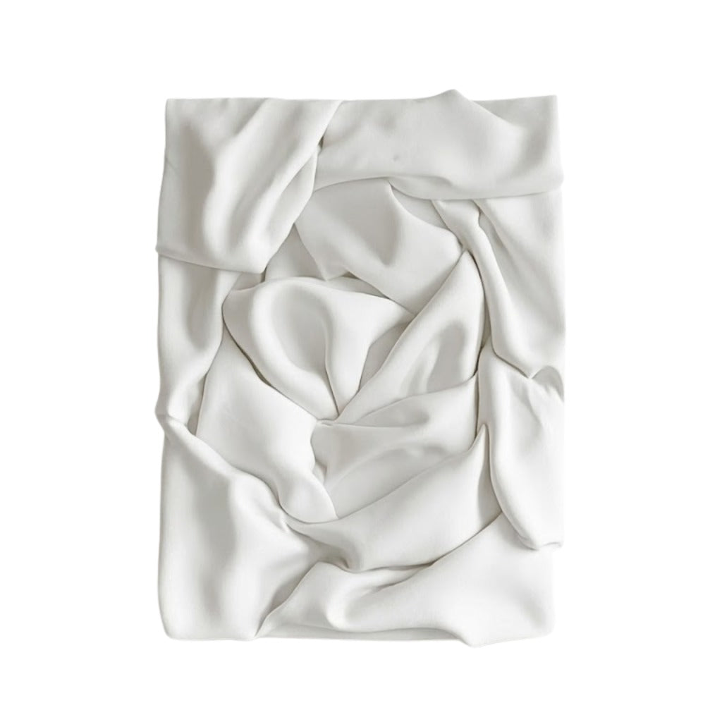 Draped Clay Wall Sculpture – Off-White Matte