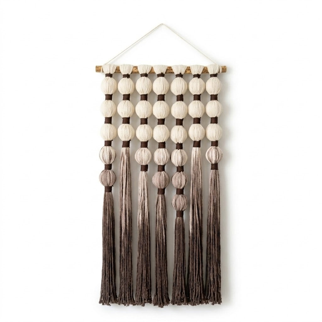 Hemp Rope Macramé Wall Hanging – Bobble & Tassel