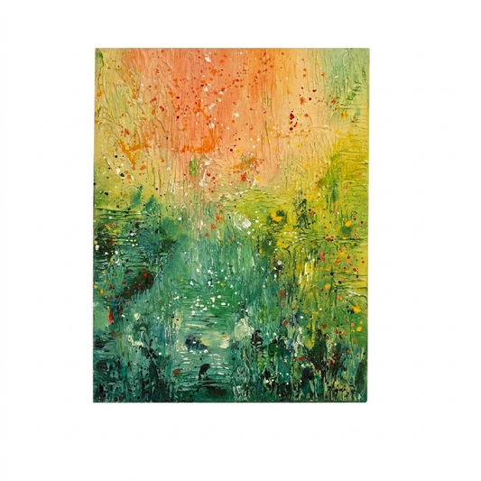 Textured Landscape Canvas Painting – Green & Orange