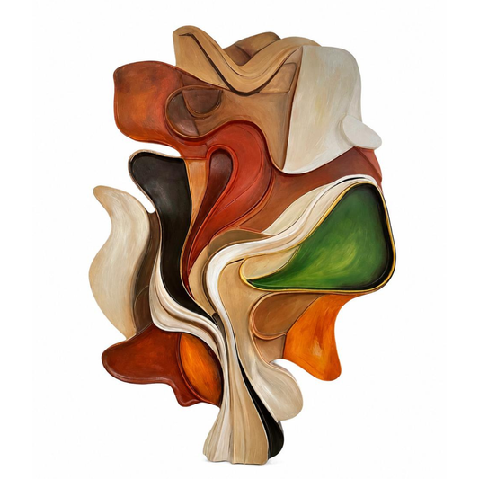 3D Layered Wood Wall Sculpture – Earth Tones – Solid Poplar
