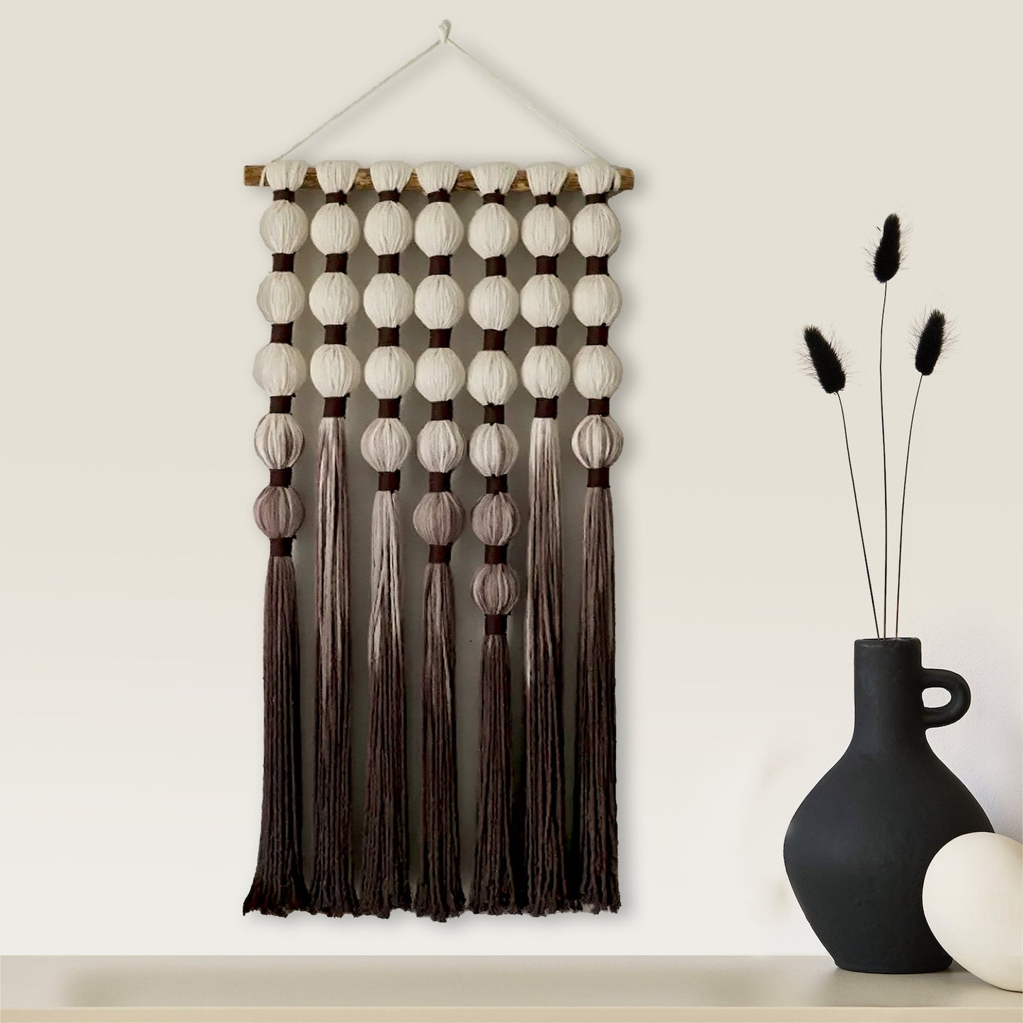Hemp Rope Macramé Wall Hanging – Bobble & Tassel