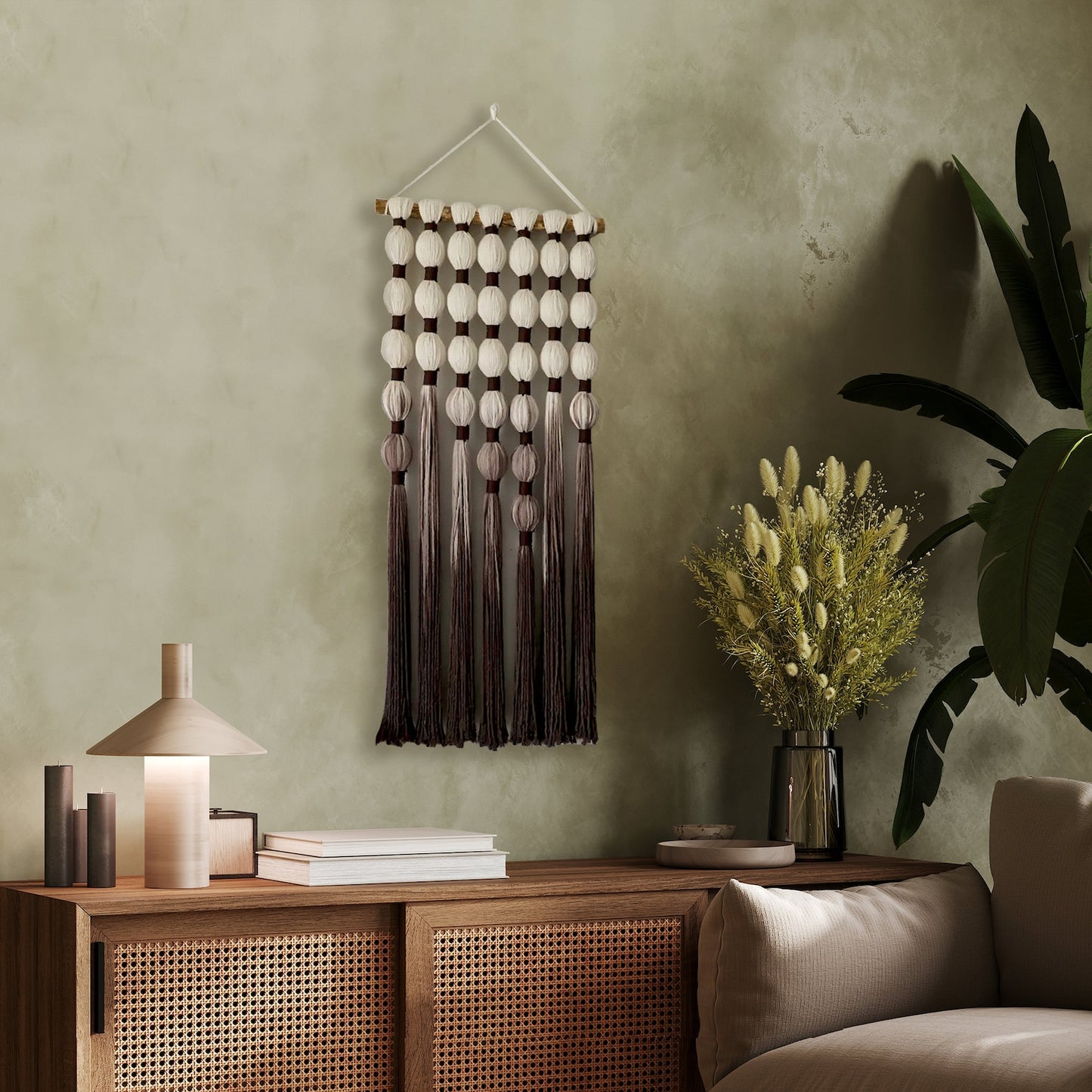 Hemp Rope Macramé Wall Hanging – Bobble & Tassel