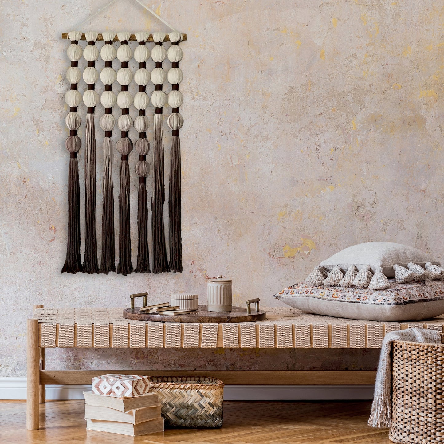 Hemp Rope Macramé Wall Hanging – Bobble & Tassel