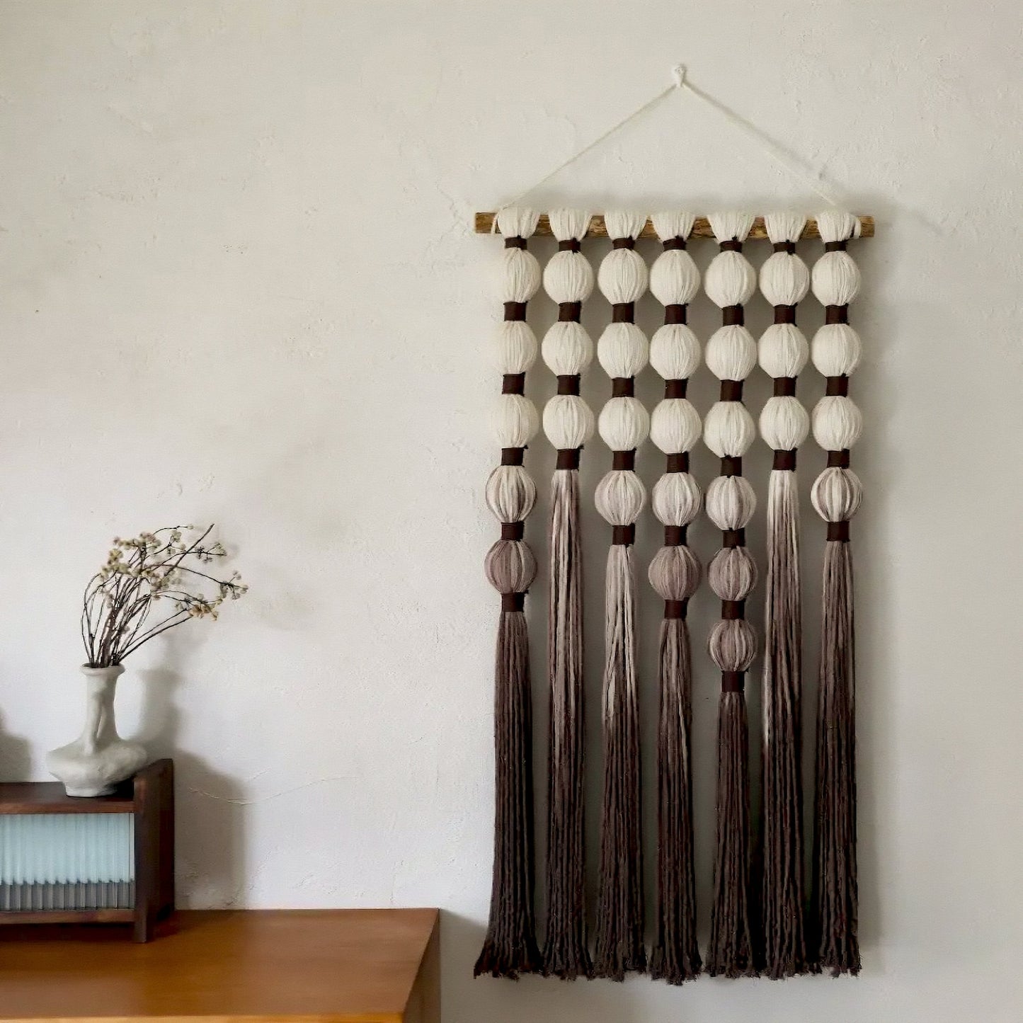 Hemp Rope Macramé Wall Hanging – Bobble & Tassel