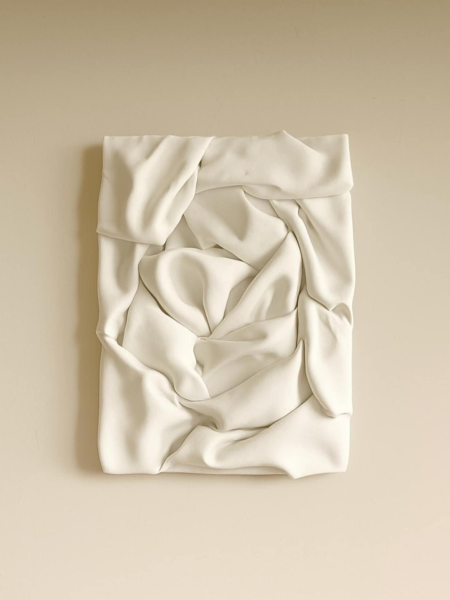 Draped Clay Wall Sculpture – Off-White Matte