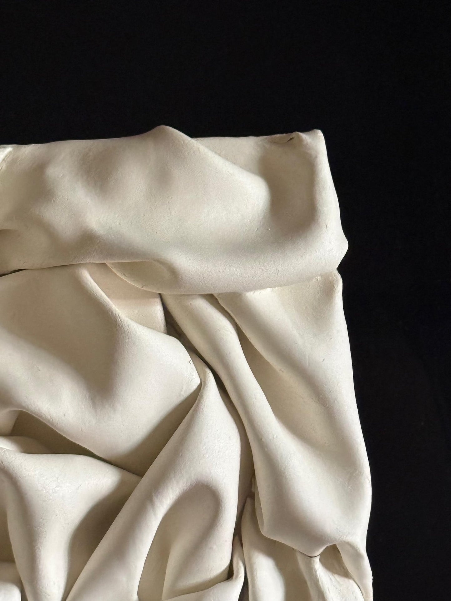 Draped Clay Wall Sculpture – Off-White Matte