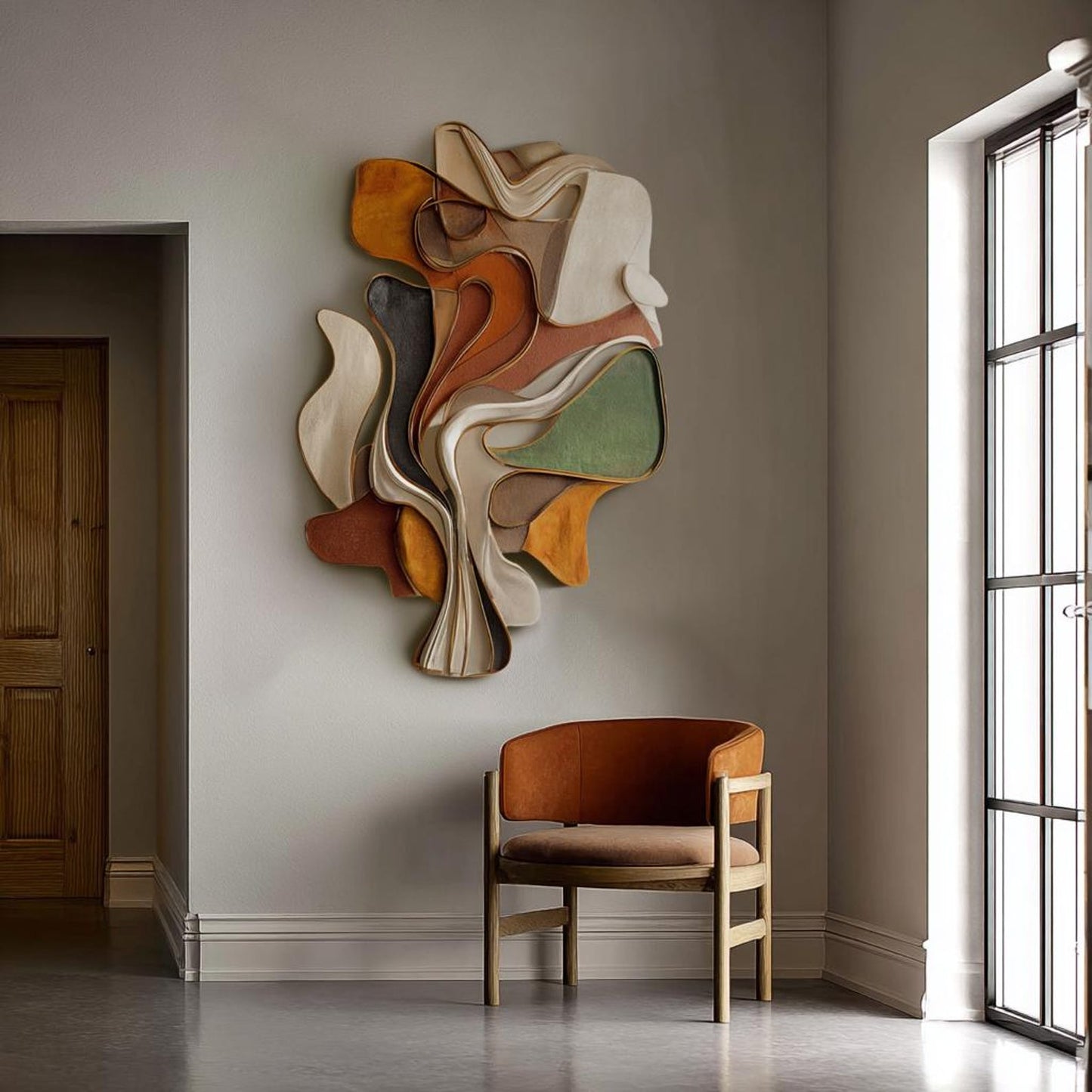 3D Layered Wood Wall Sculpture – Earth Tones – Solid Poplar