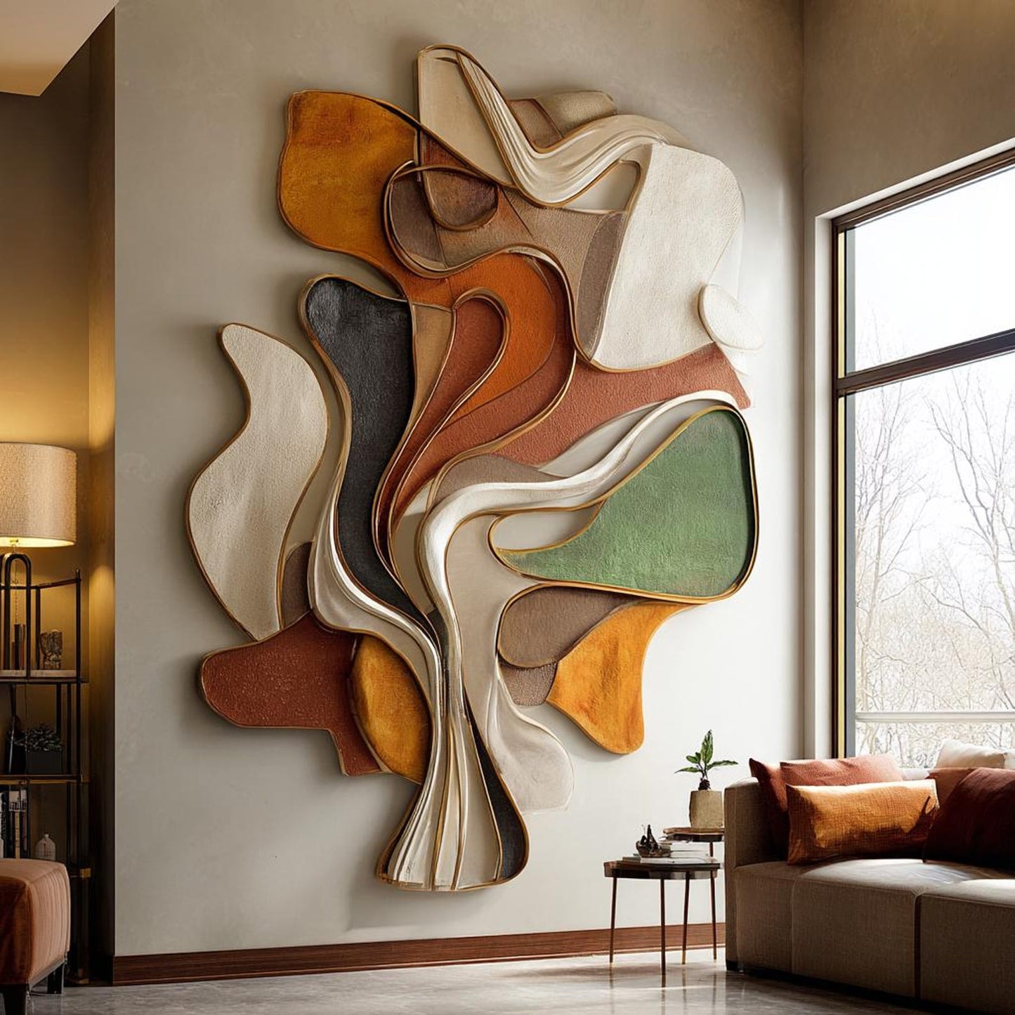 3D Layered Wood Wall Sculpture – Earth Tones – Solid Poplar