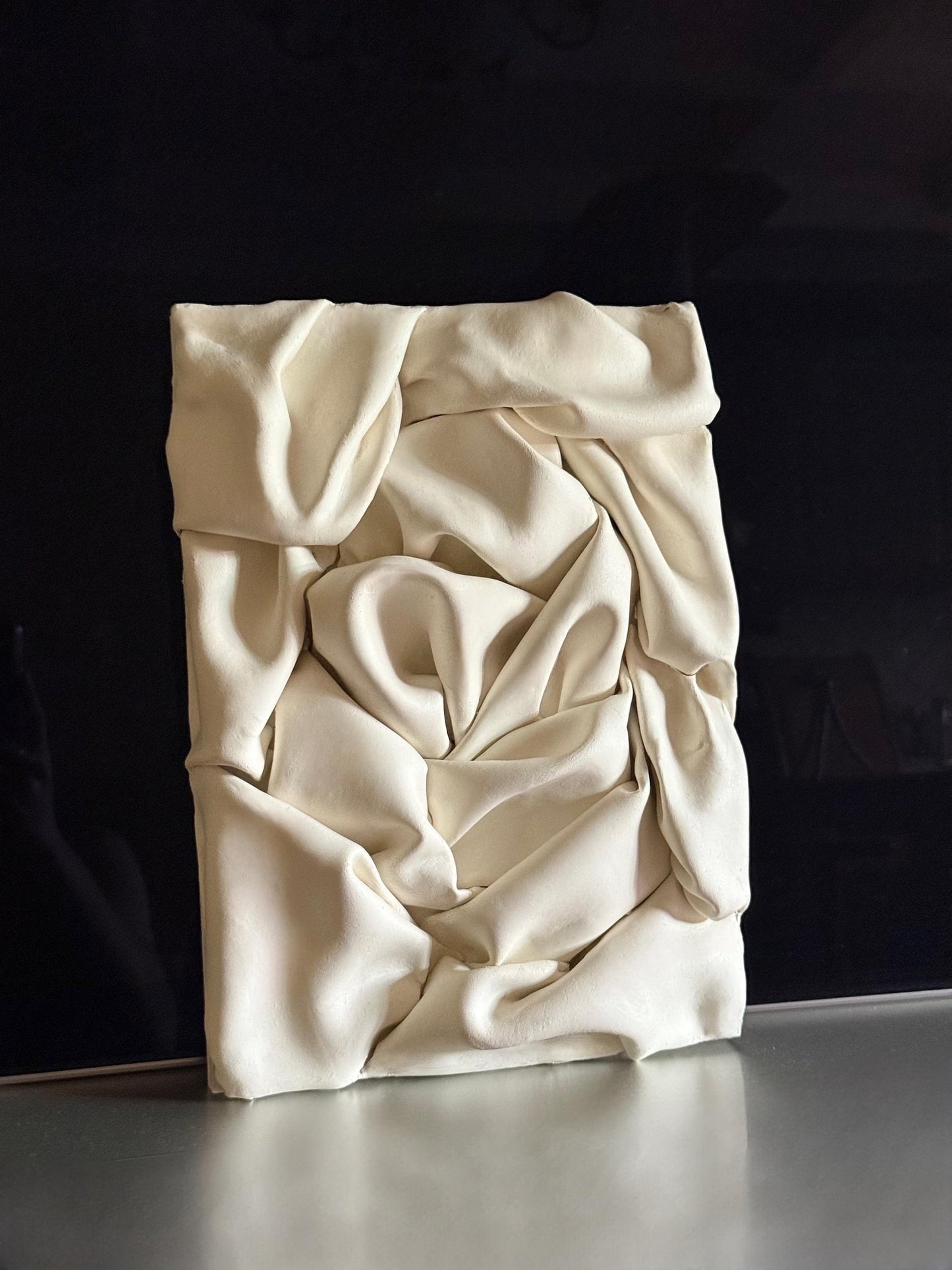 Draped Clay Wall Sculpture – Off-White Matte