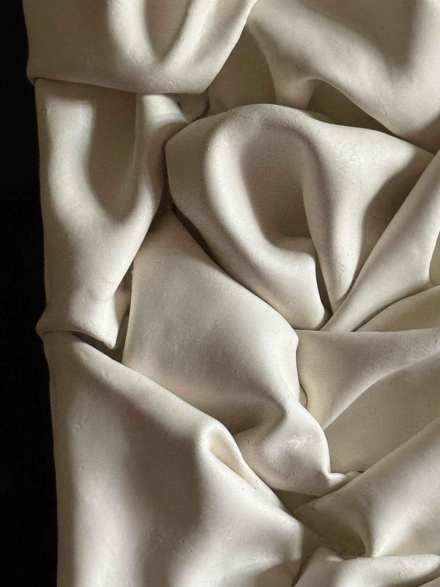 Draped Clay Wall Sculpture – Off-White Matte