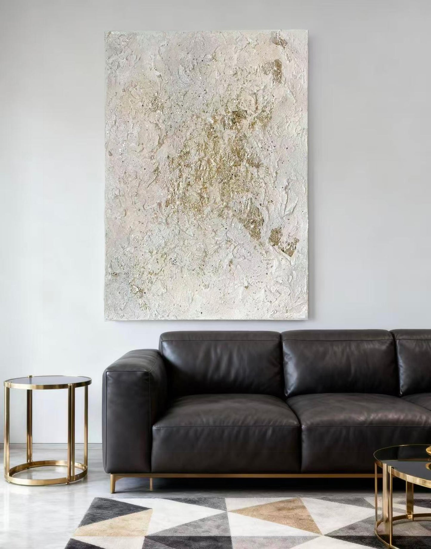 3D Textured Canvas Wall Art – White & Gold