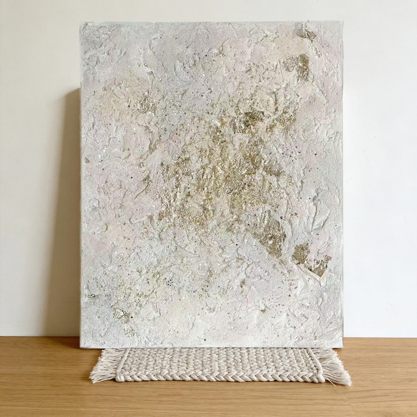3D Textured Canvas Wall Art – White & Gold