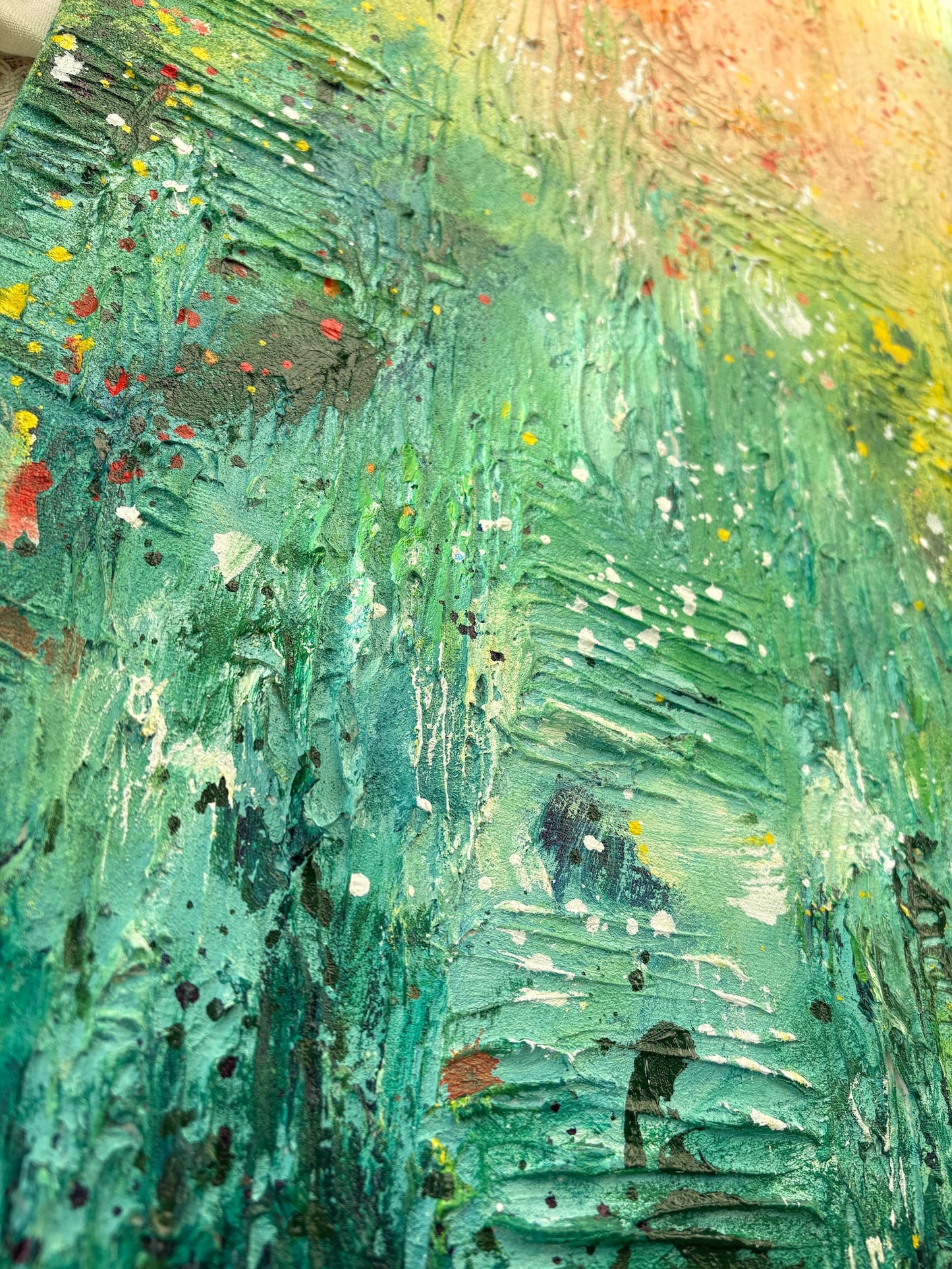Textured Landscape Canvas Painting – Green & Orange