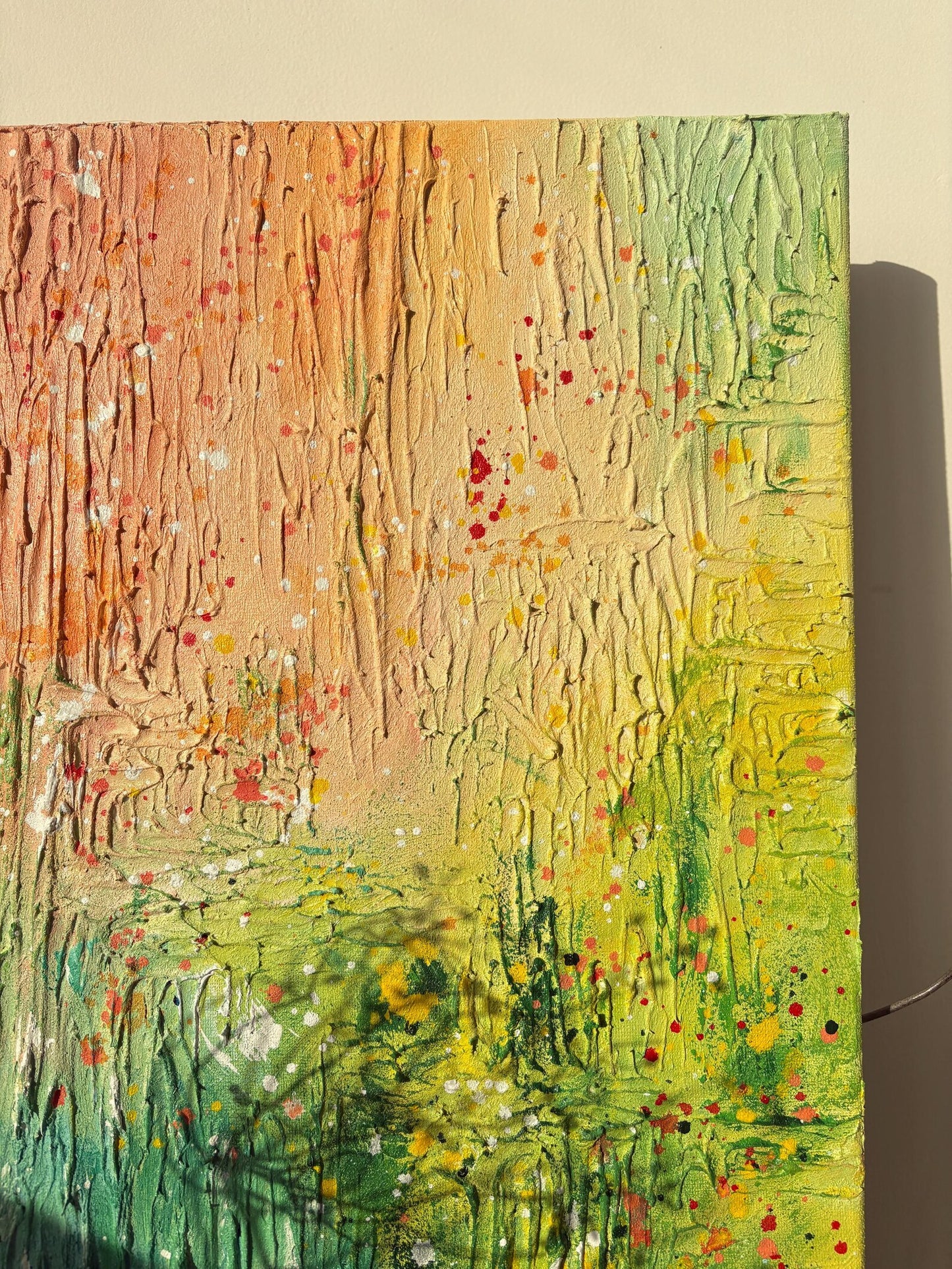 Textured Landscape Canvas Painting – Green & Orange