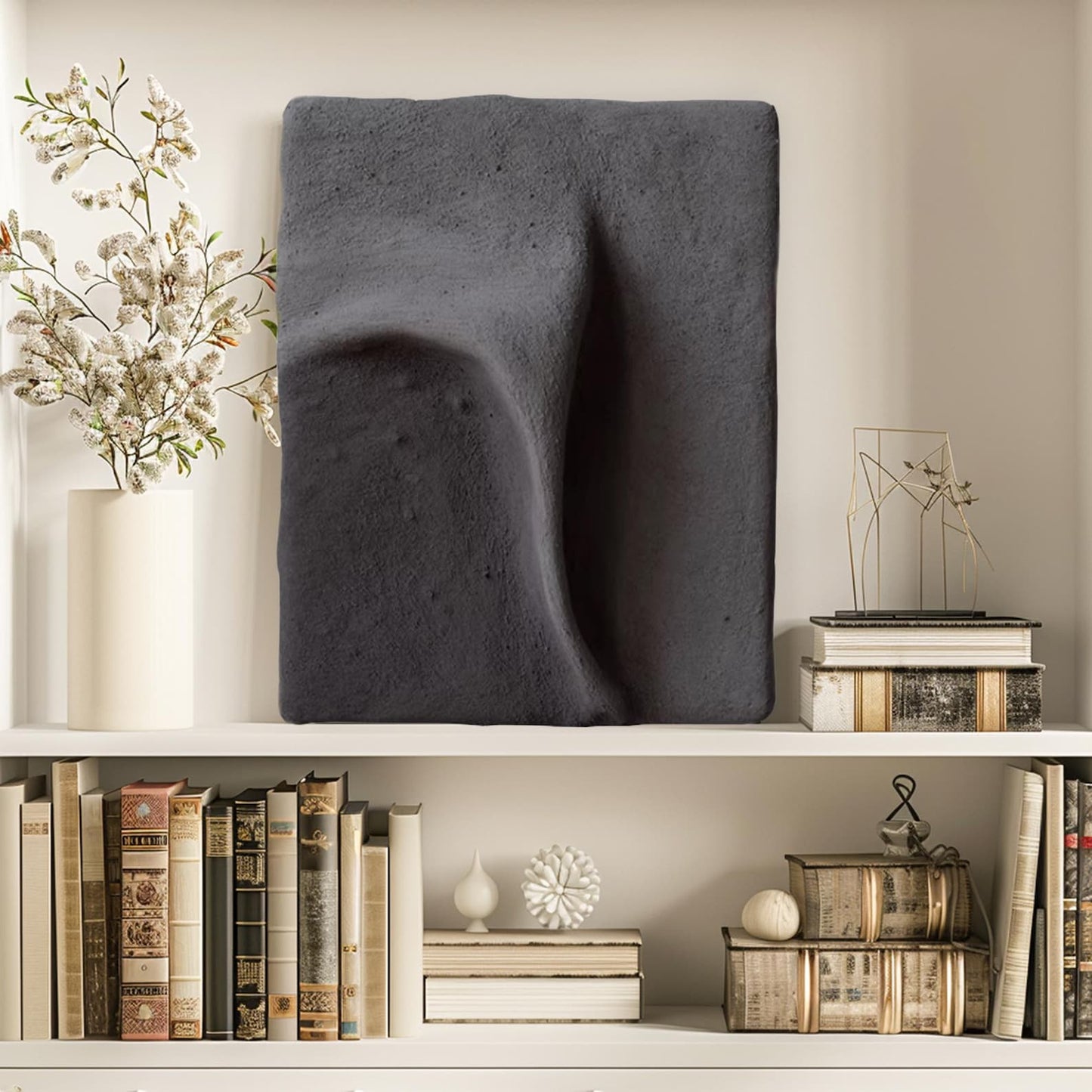 3D Textured Relief Wall Panel – Charcoal Matte