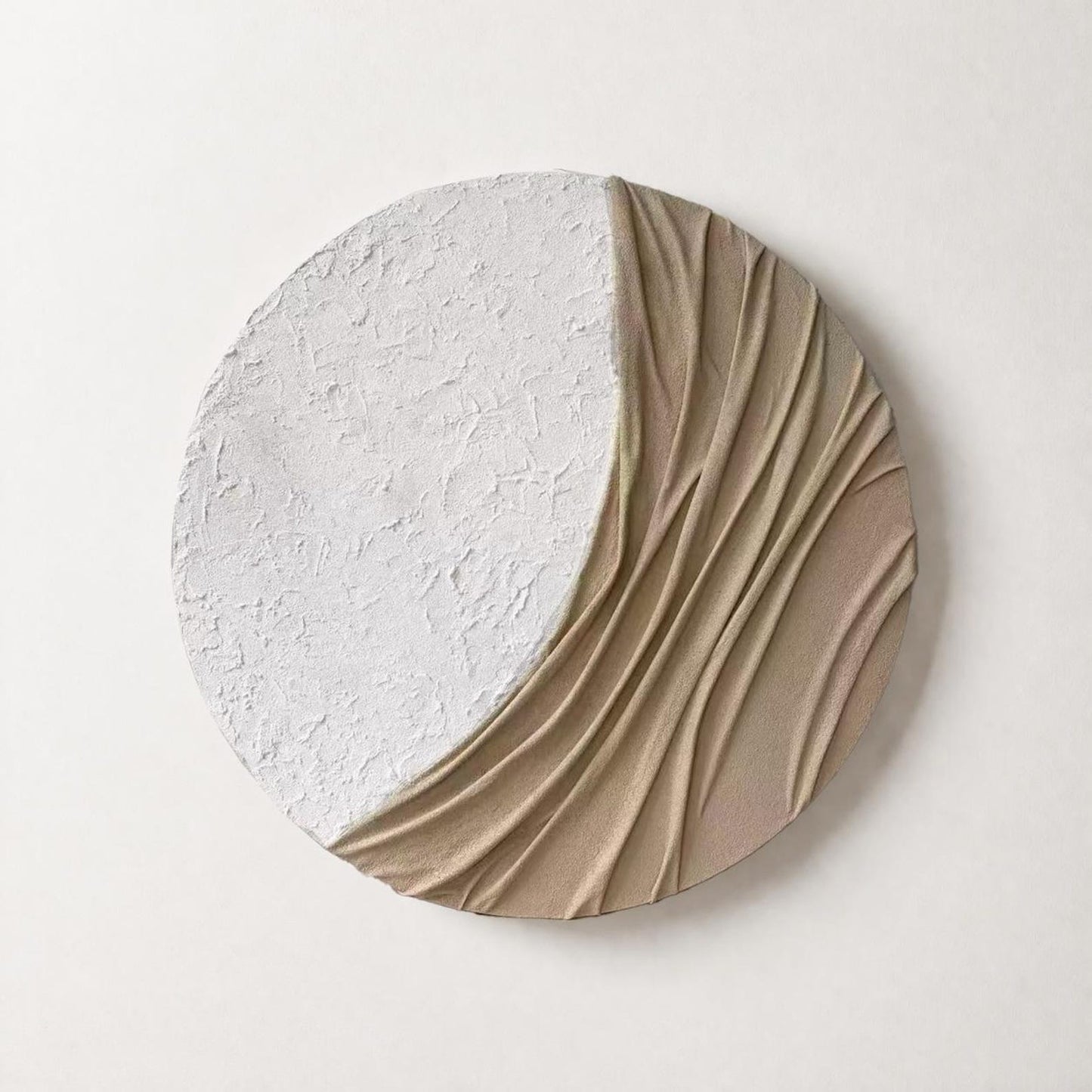 3D Plaster Relief Wall Panel – Off-White & Sand – Circle