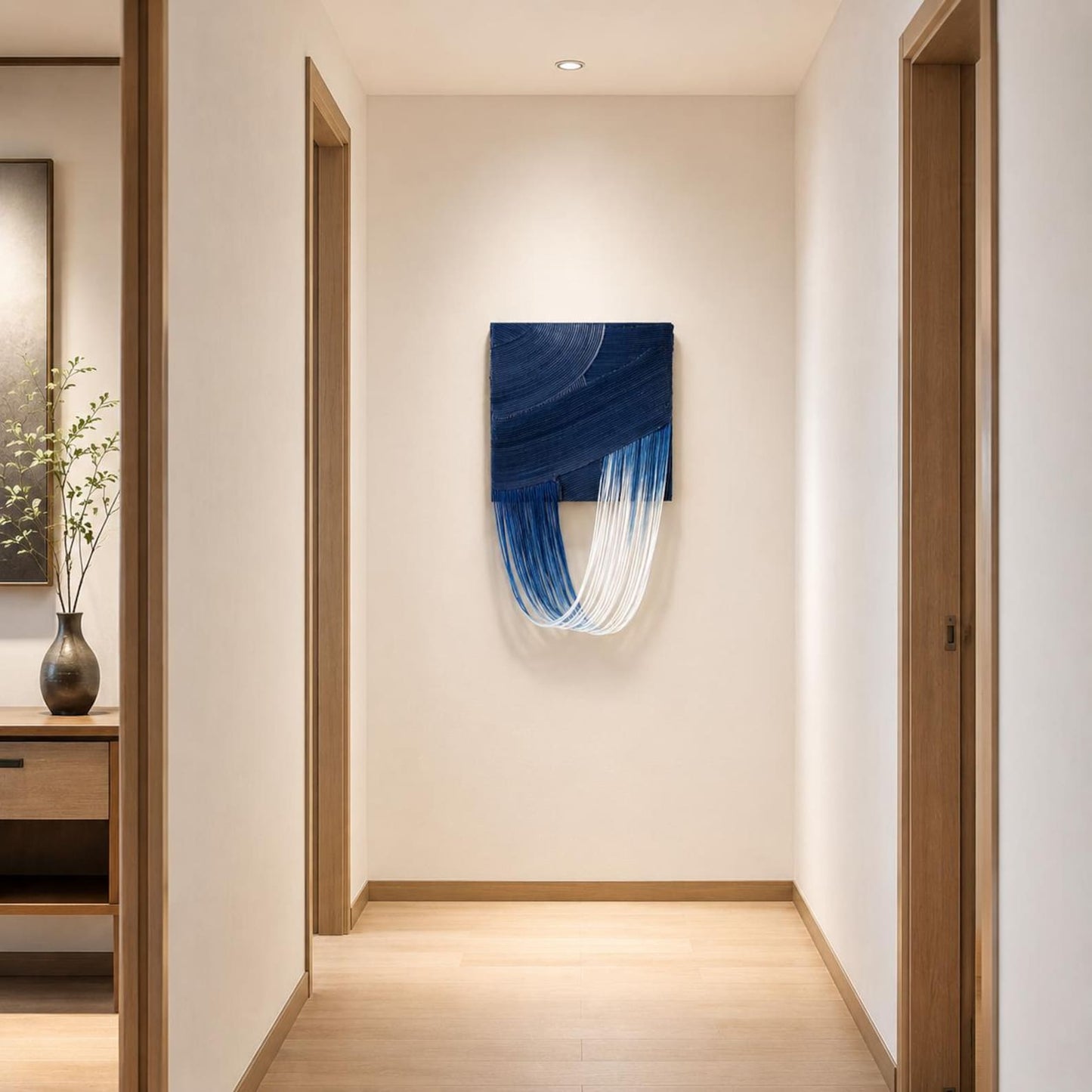 Carved Plaster Panel & Cotton Rope Wall Art
