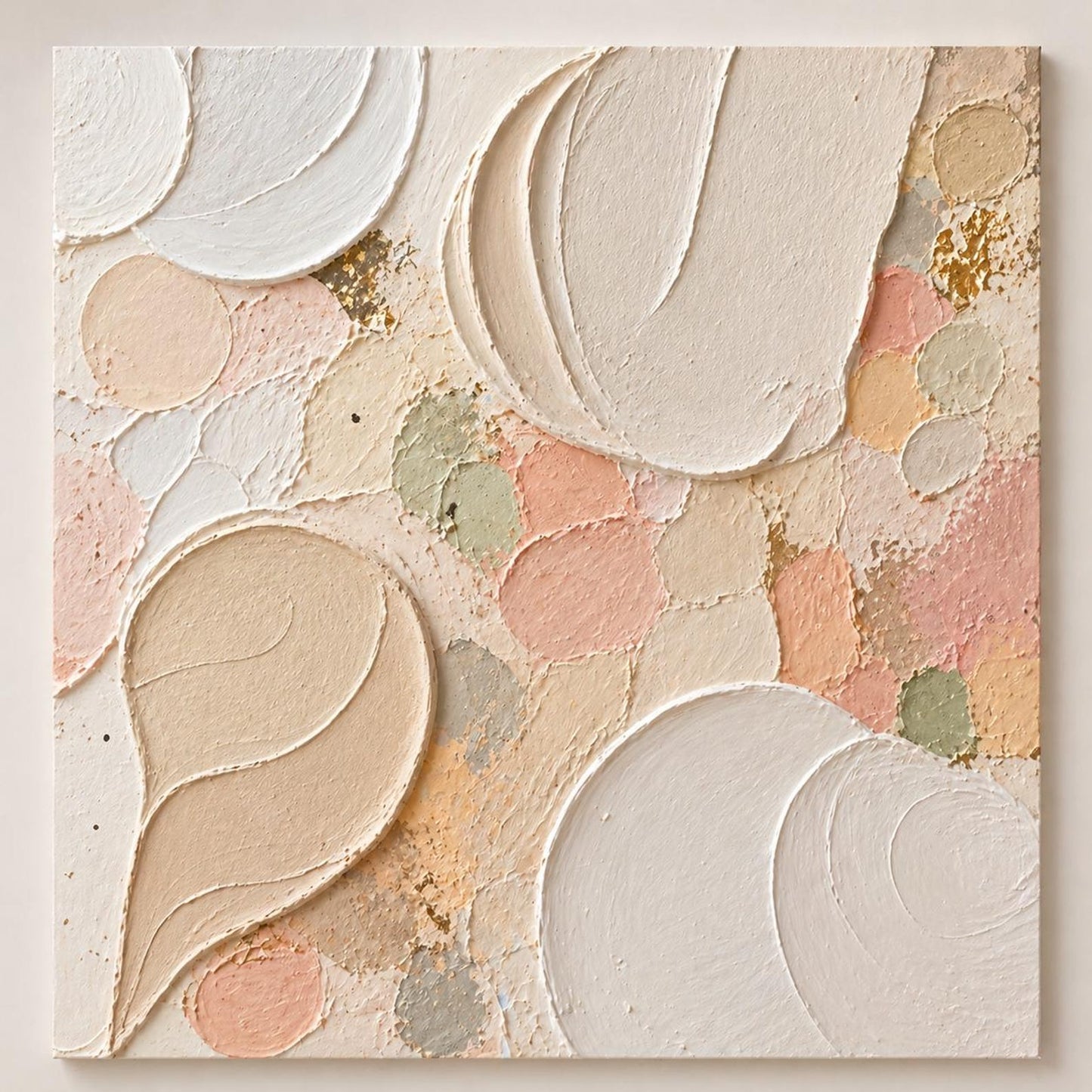 3D Carved Relief Wall Panel – Pastel & Gold Accent