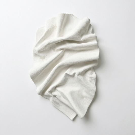 Organic Plaster & Fabric Wall Sculpture – Matte White