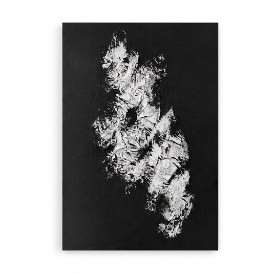 3D Textured Canvas Wall Art – Black & White Organic Relief